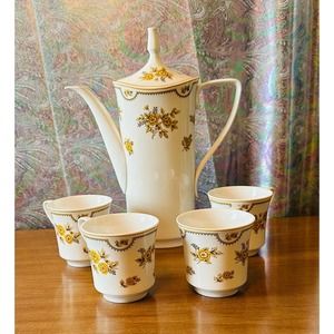 Vintage Spode Austen Y8190 Tall teapot with lid and 4 cups